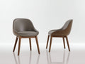 Chaise de salle à manger - Similicuir-Bois - 57x59x80 cm - Taupe-Noyer - Style contemporain