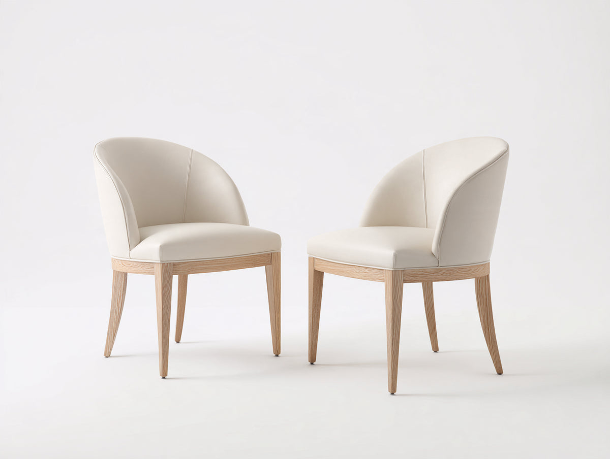 Chaise de salle à manger - similicuir - bois - 55 x 58 x 82 cm - beige clair-bois naturel - style contemporain enveloppant