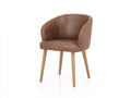 Chaise de salle à manger - similicuir - bois - 57 x 59 x 83 cm - marron clair-bois naturel - style moderne