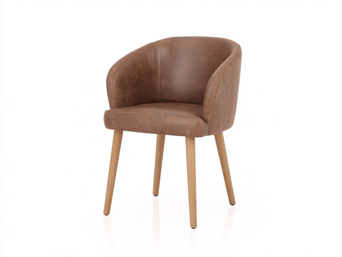 Chaise de salle à manger - similicuir - bois - 57 x 59 x 83 cm - marron clair-bois naturel - style moderne