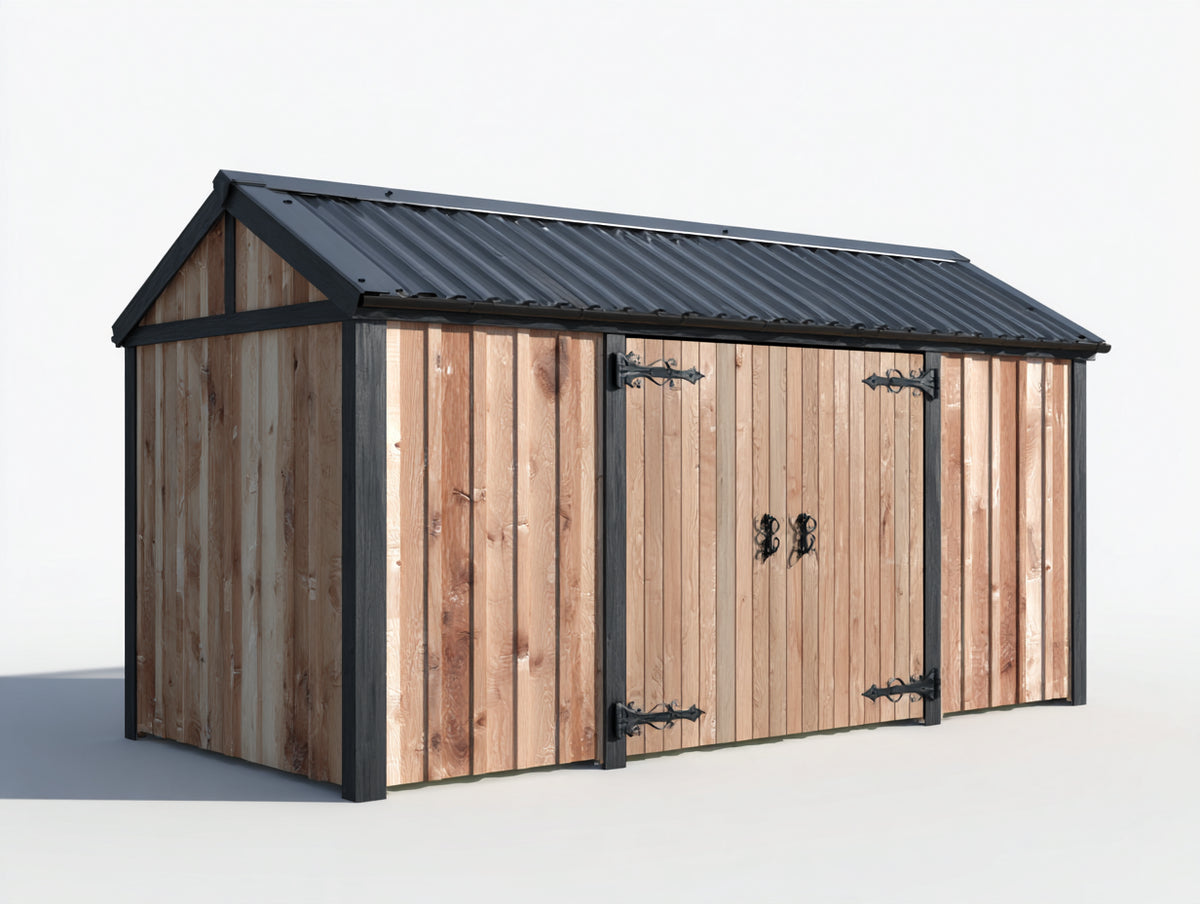 Abri de jardin - Bois - 286 x 168 x 216 cm - Brun-Noir - Style rustique