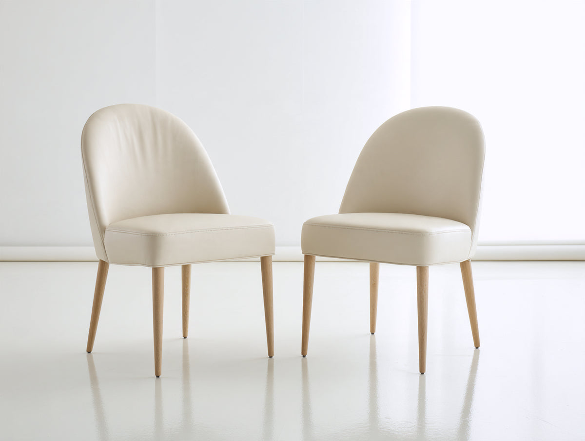 Chaise de salle à manger - similicuir - bois - 51 x 59 x 87 cm - ivoire-bois clair - style moderne doux