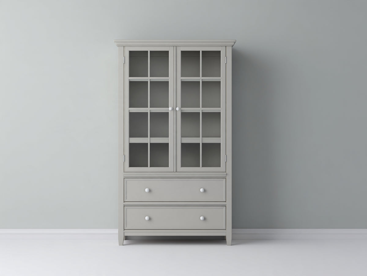 Vitrine - Bois-Verre - 96x42x182 cm - Gris - Style classique