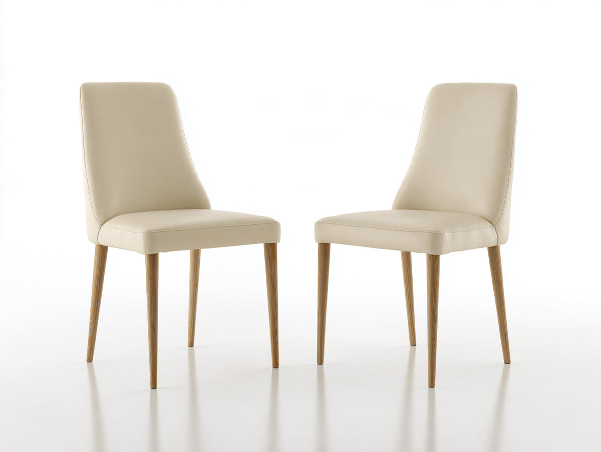 Chaise de salle à manger - similicuir - bois - 48 x 56 x 90 cm - beige-bois naturel - style moderne élégant