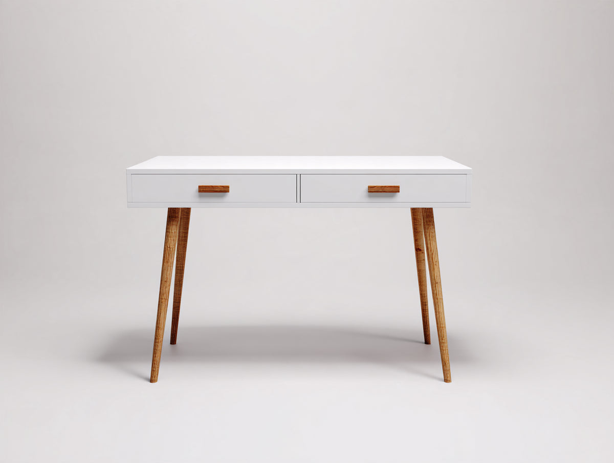 Bureau - Bois - 114 x 47 x 78 cm - Blanc-Brun - Style scandinave