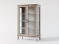 Vitrine - Bois-Verre - 94x43x168 cm - Bois blanchi - Style classique