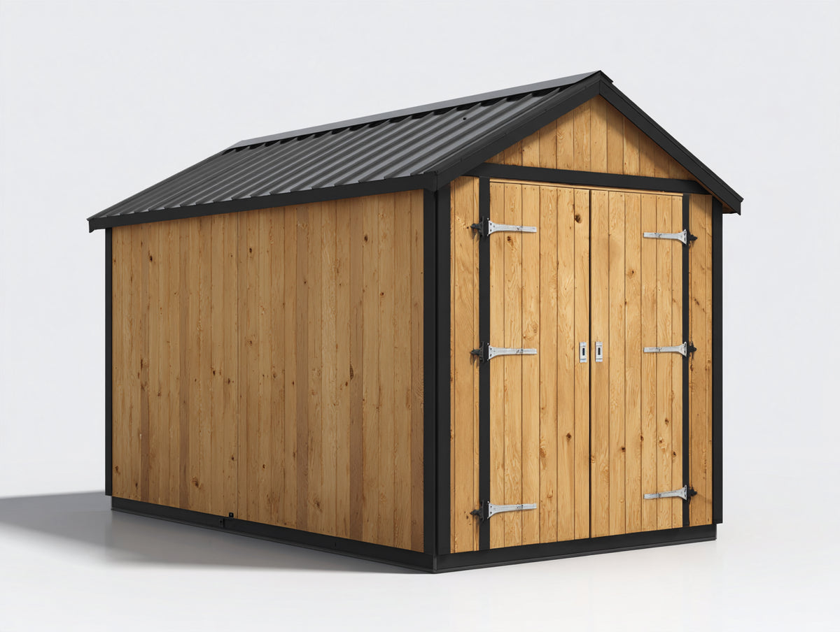 Abri de jardin - Bois - 214 x 178 x 224 cm - Brun clair-Noir - Style classique