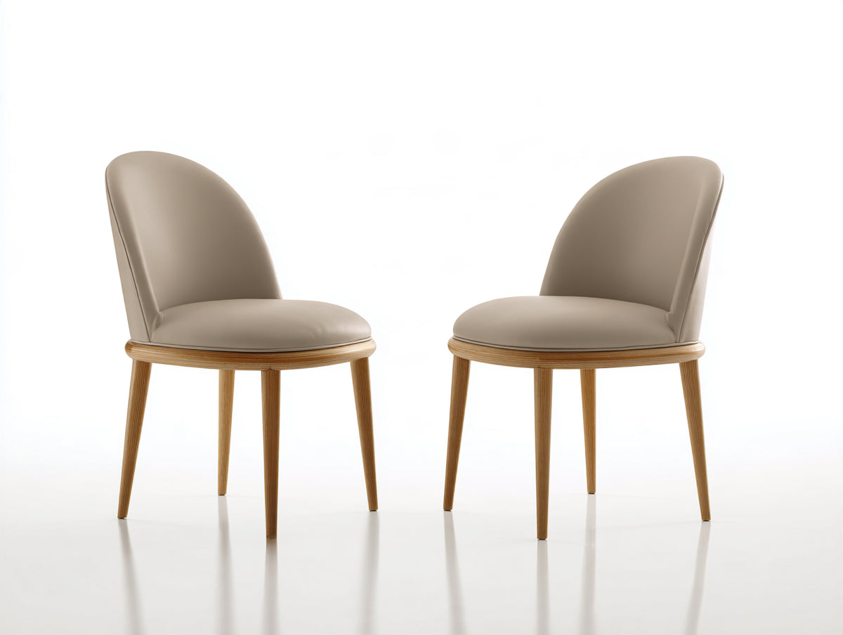 Chaise de salle à manger - Similicuir-Bois - 52x57x84 cm - Beige-Bois naturel - Style moderne