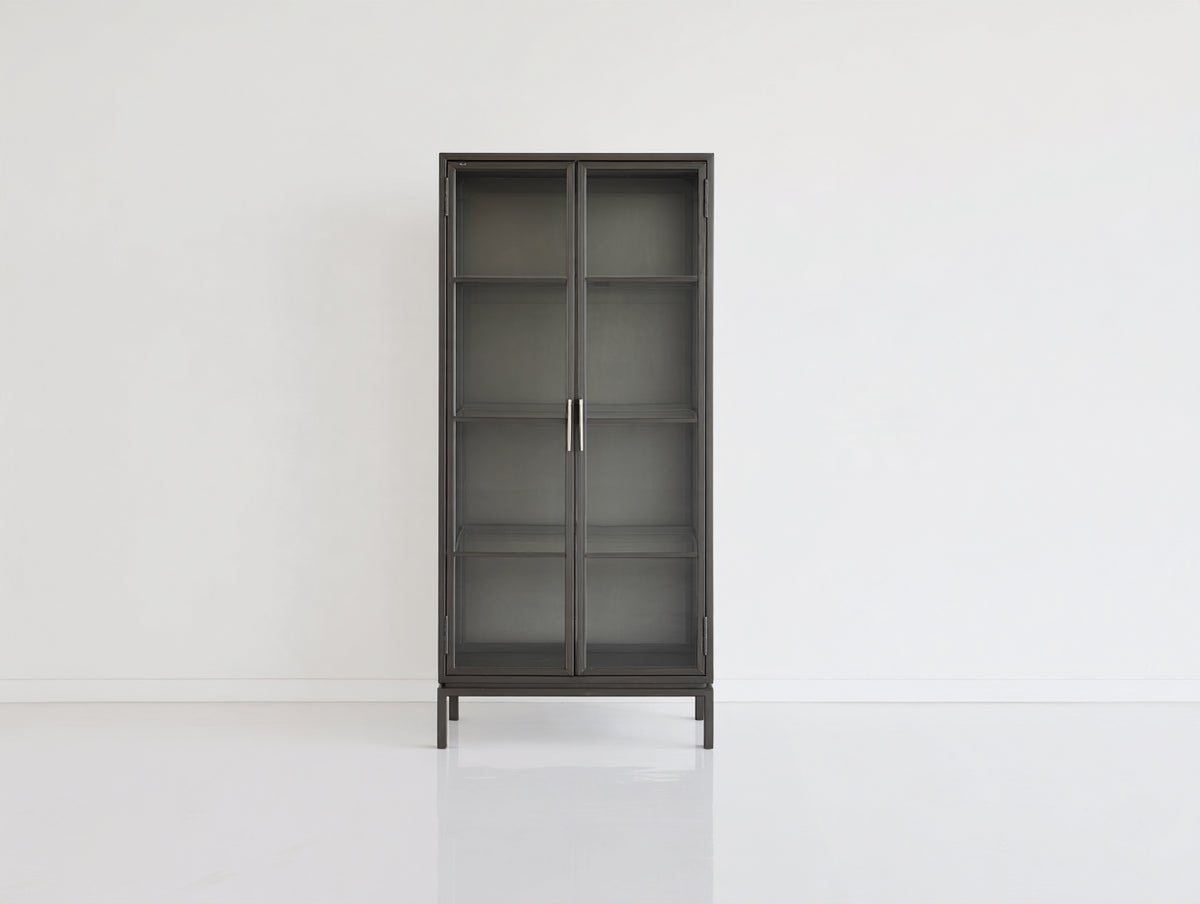 Vitrine - Métal-Verre - 82x38x188 cm - Anthracite - Style industriel