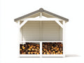 Abri à bûches - Bois - 218 x 88 x 205 cm - Blanc-Gris - Style traditionnel