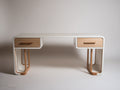 Bureau - Bois - 126 x 55 x 78 cm - Blanc-Bois naturel - Style contemporain