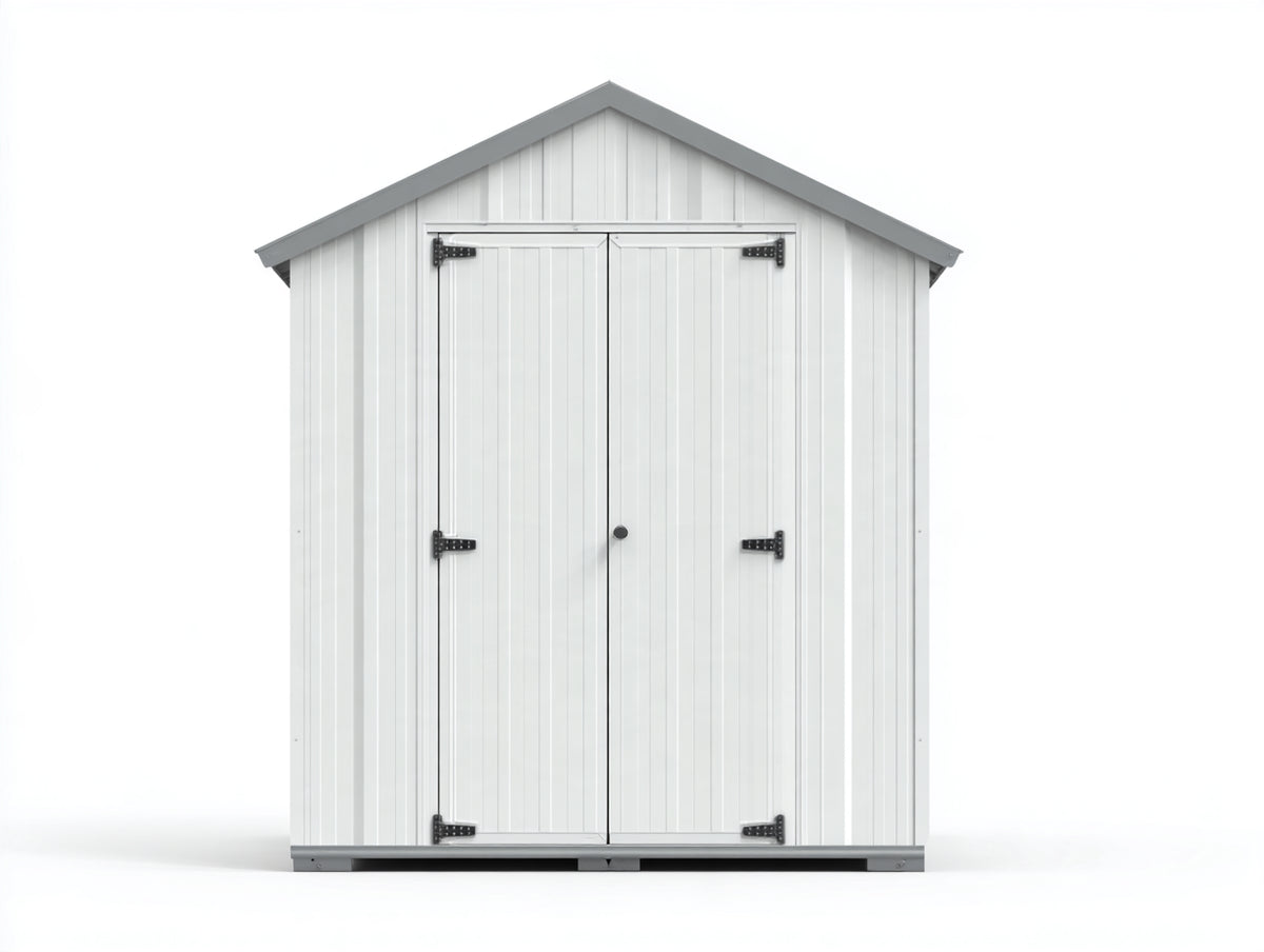Abri de jardin - Métal - 162 x 118 x 205 cm - Blanc-Gris - Style classique