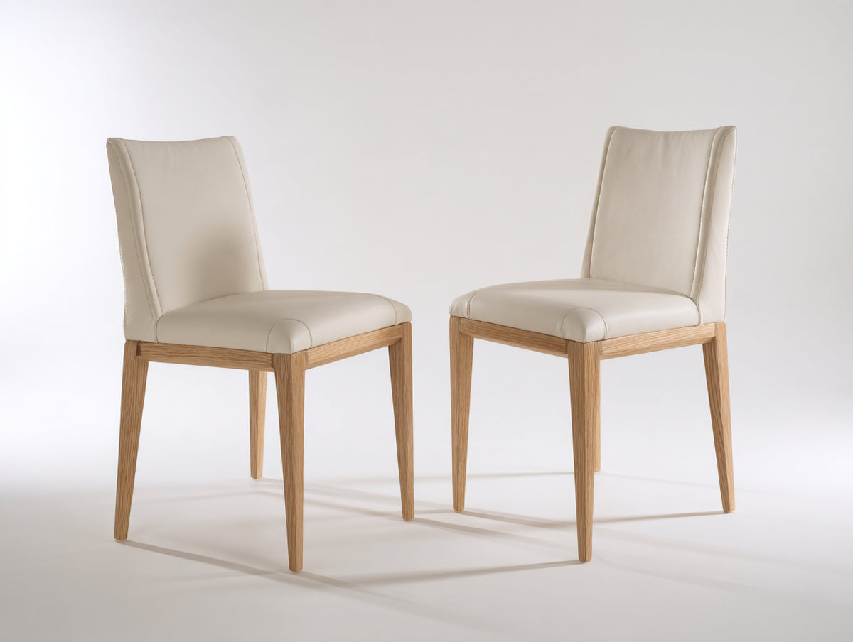 Chaise de salle à manger - Similicuir-Bois - 49x56x88 cm - Ivoire-Bois naturel - Style contemporain