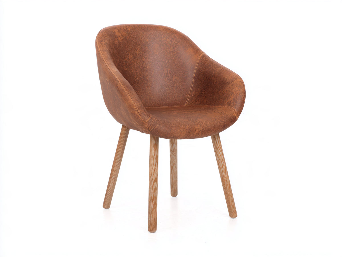 Chaise de salle à manger - similicuir - bois - 57 x 60 x 82 cm - marron-bois naturel - style contemporain