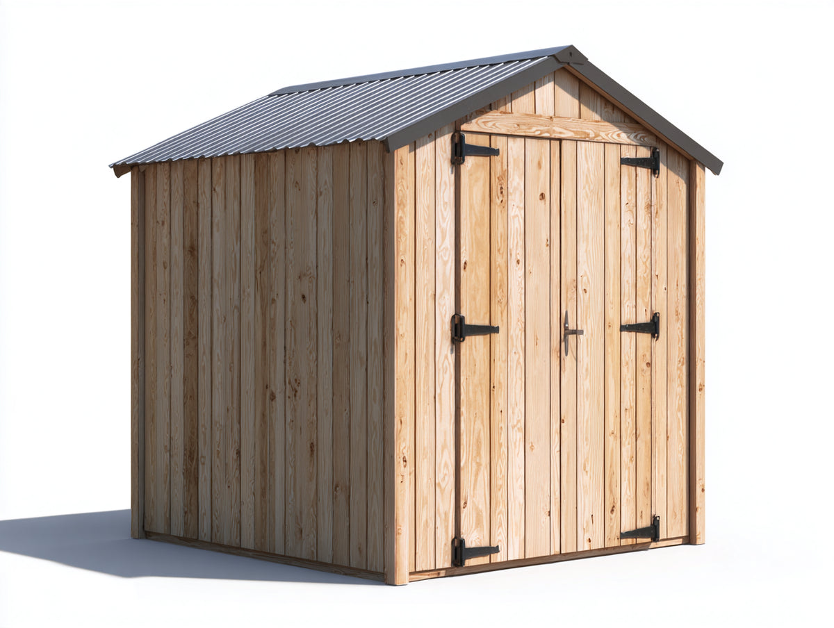 Abri de jardin - Bois - 182 x 154 x 218 cm - Brun clair-Gris - Style traditionnel