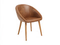 Chaise de salle à manger - similicuir - bois - 56 x 58 x 81 cm - marron clair-bois naturel - style rétro contemporain