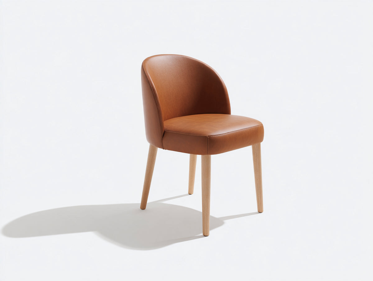 Chaise de salle à manger - similicuir - bois - 51 x 54 x 80 cm - cognac-bois naturel - style scandinave contemporain