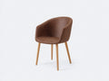 Chaise de salle à manger - similicuir - bois - 56 x 57 x 82 cm - marron-bois naturel - style contemporain