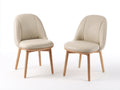 Chaise de salle à manger - Similicuir-Bois - 54x58x83 cm - Beige-Bois naturel - Style moderne