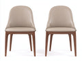 Chaise de salle à manger - Similicuir-Bois - 53x57x86 cm - Taupe clair-Noyer - Style moderne