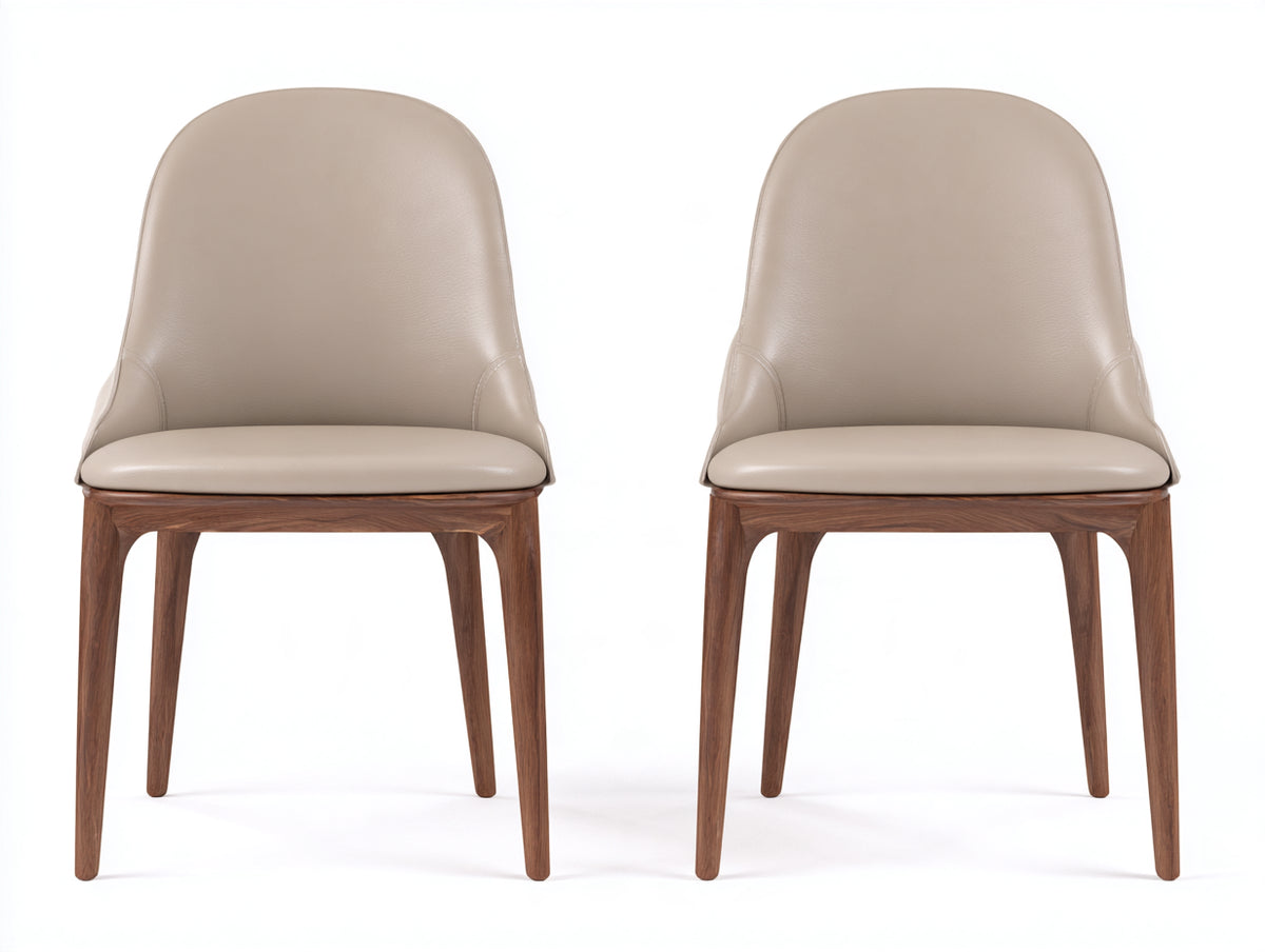 Chaise de salle à manger - Similicuir-Bois - 53x57x86 cm - Taupe clair-Noyer - Style moderne