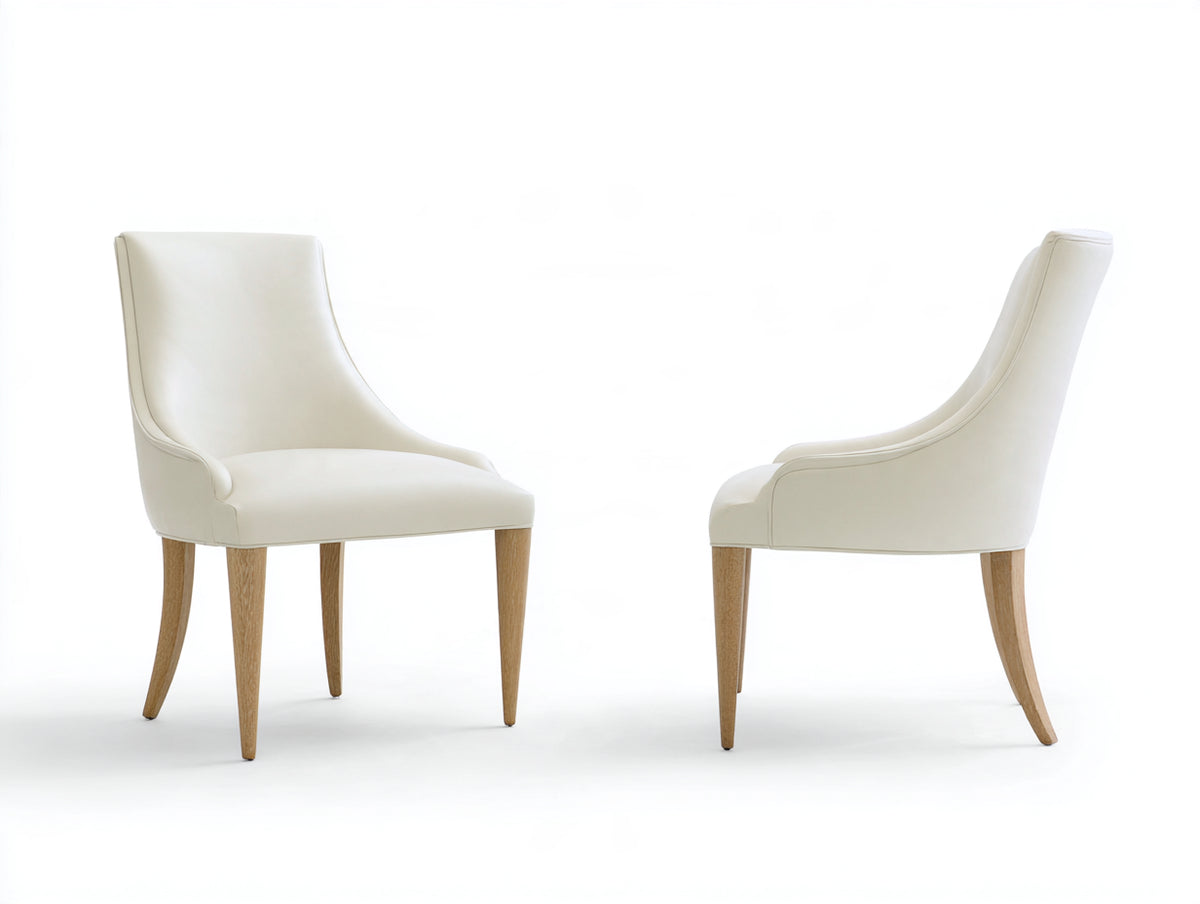 Chaise de salle à manger - Similicuir-Bois - 55x61x89 cm - Ivoire-Bois naturel - Style élégant