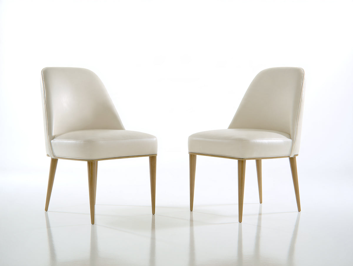 Chaise de salle à manger - similicuir - bois - 49 x 57 x 86 cm - crème-bois naturel - style contemporain élégant