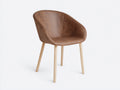 Chaise de salle à manger - similicuir - bois - 56 x 58 x 82 cm - marron-bois clair - style contemporain