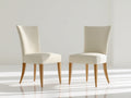 Chaise de salle à manger - similicuir - bois - 50 x 58 x 92 cm - crème-bois naturel - style classique moderne