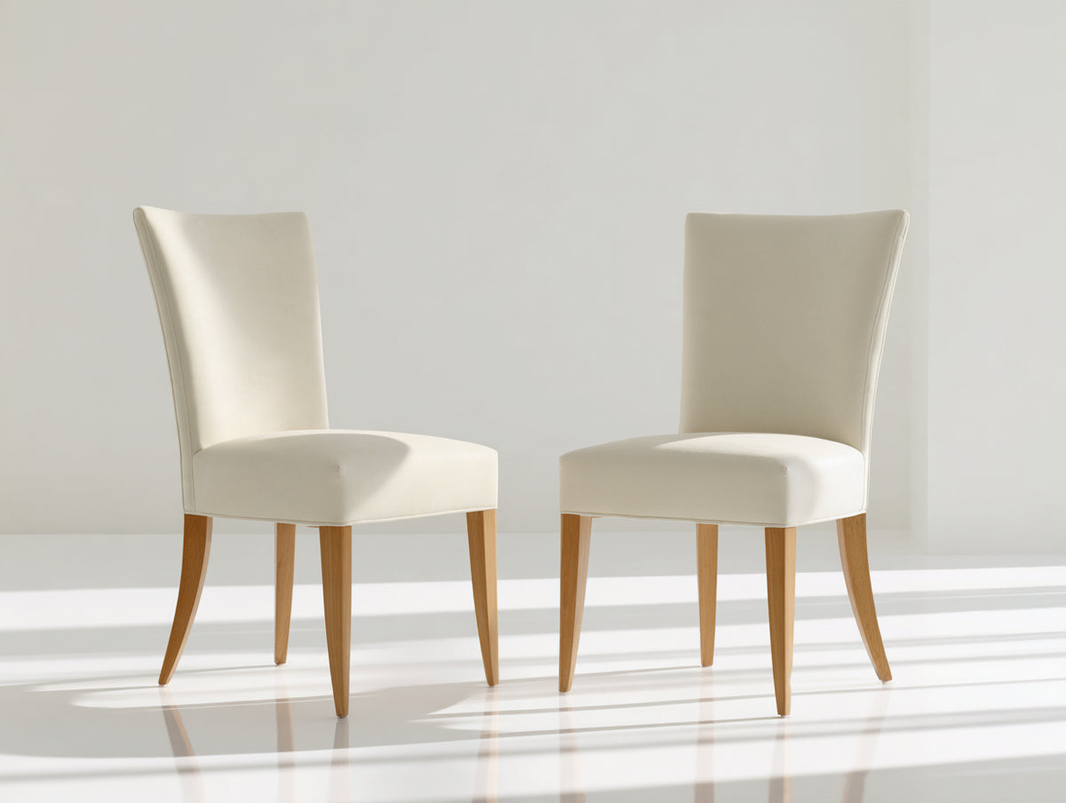 Chaise de salle à manger - similicuir - bois - 50 x 58 x 92 cm - crème-bois naturel - style classique moderne