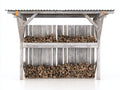 Abri à bûches - Bois - 302 x 86 x 204 cm - Gris - Style rustique