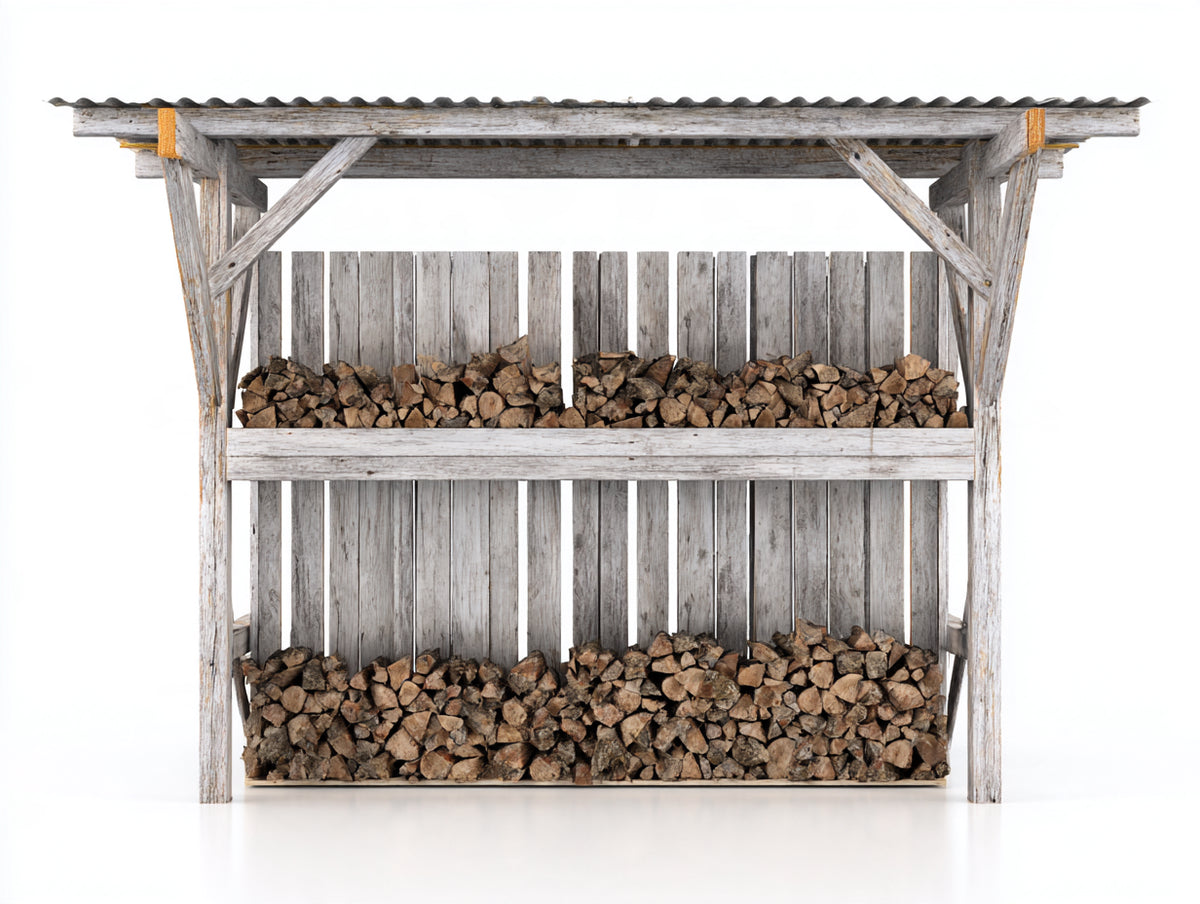 Abri à bûches - Bois - 302 x 86 x 204 cm - Gris - Style rustique